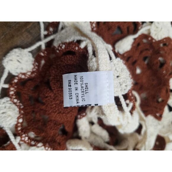 Boho Crochet Lace Knit Top Women's Size L Vintage-Inspired Festival 70's - Picture 8 of 9